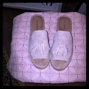 Suede open toe espadrilles